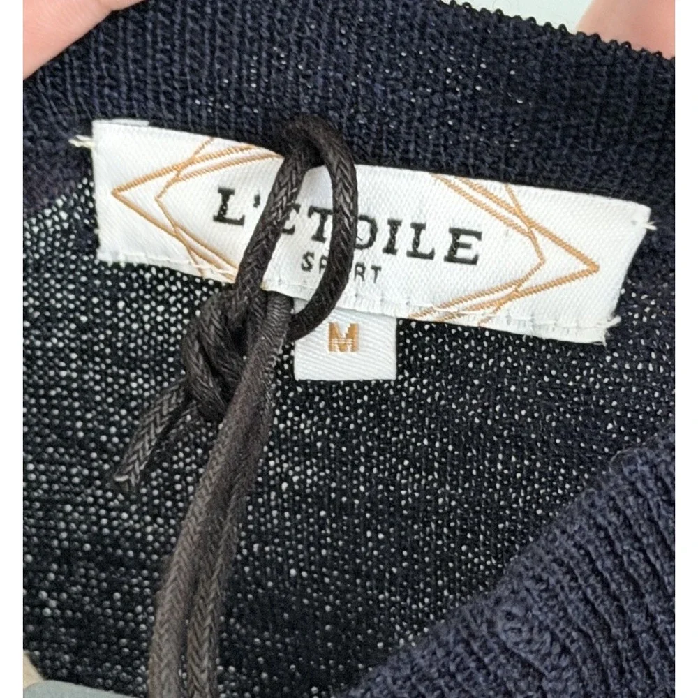 NWT L'Etoile Sport Women's M The Club Merino Wool Sweater Navy Blue Cozy Golf